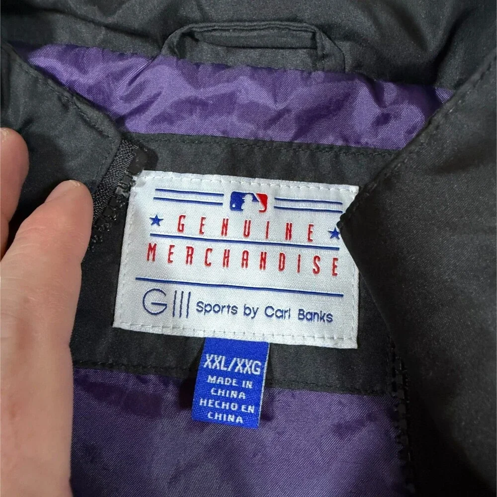 Vintage G-III Colorado Rockies Jacket Mens XXL Full Zip MLB Windbreaker Black - Picture 7 of 8